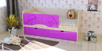 Друзья Кровать детская 2 ящика 1.6 Фиолетовый глянец в Медведске - medvedsk.mebel54.com | фото