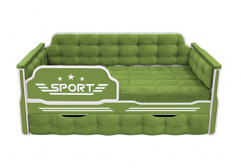 Кровать 190 серии Спорт 1 ящик 76 Зелёный (мягкие боковые накладки) в Медведске - medvedsk.mebel54.com | фото