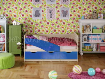 Кровать Бабочки 1,8м (Синий металлик) в Медведске - medvedsk.mebel54.com | фото