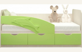 Кровать детская 1,6м Дельфин (Салатовый металлик) в Медведске - medvedsk.mebel54.com | фото