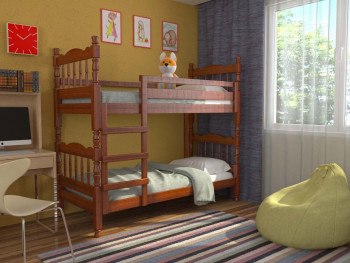 Кровать двухъярусная Соня из массива сосны 800*1890 Орех в Медведске - medvedsk.mebel54.com | фото