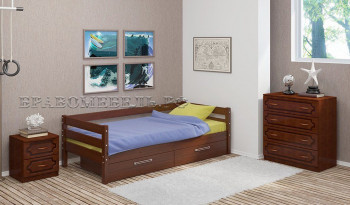 Кровать одинарная ГЛОРИЯ из массива сосны  900*2000 (Орех) в Медведске - medvedsk.mebel54.com | фото