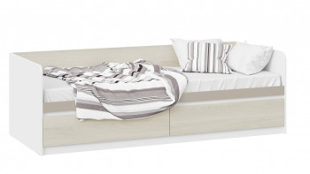 Кровать «Сканди» с 2 ящиками Дуб Гарден/Белый/Глиняный серый в Медведске - medvedsk.mebel54.com | фото