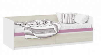 Кровать «Сканди» с 2 ящиками Дуб Гарден/Белый/Лиловый в Медведске - medvedsk.mebel54.com | фото