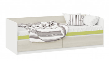 Кровать «Сканди» с 2 ящиками Дуб Гарден/Белый/Зеленый в Медведске - medvedsk.mebel54.com | фото