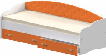 Кровать Софа-7 с мягкой спинкой (800х1900) Белый/Оранжевый в Медведске - medvedsk.mebel54.com | фото