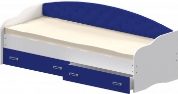 Кровать Софа-7 с мягкой спинкой (800х1900) Белый/Синий в Медведске - medvedsk.mebel54.com | фото