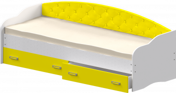 Кровать Софа-8 с мягкой спинкой (900х1900) Белый/Желтый в Медведске - medvedsk.mebel54.com | фото