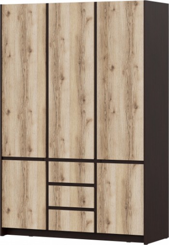 Модульная система "Прага" Шкаф для одежды трехстворчатый Дуб Венге/Дуб Делано в Медведске - medvedsk.mebel54.com | фото
