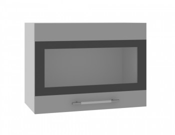 Норд ШВГС 600 Шкаф верхний горизонтальный со стеклом (Софт черный/корпус Белый) в Медведске - medvedsk.mebel54.com | фото