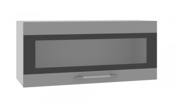 Норд ШВГС 800 Шкаф верхний горизонтальный со стеклом (Софт черный/корпус Белый) в Медведске - medvedsk.mebel54.com | фото