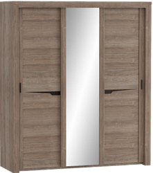Шкаф трехдверный Соренто с раздвижными дверями Дуб стирлинг/Кофе структурный матовый в Медведске - medvedsk.mebel54.com | фото